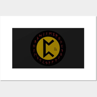 Yellow Perdhro Elder Futhark Rune Symbol Posters and Art